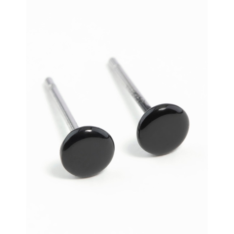 Mini Black Dot Stud Earrings