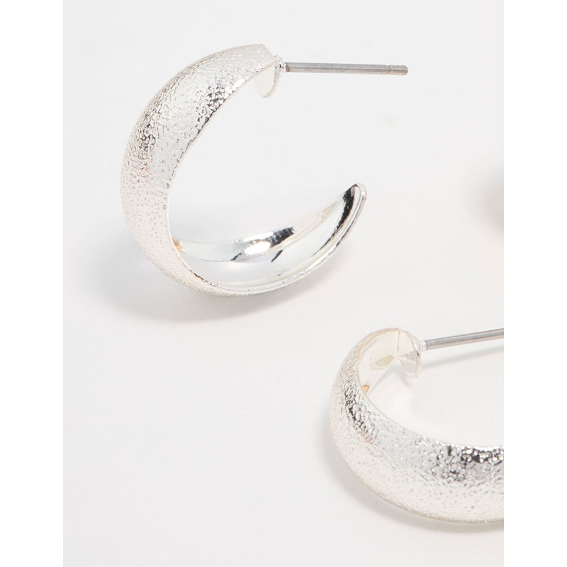 Mixed Metals Sandblast Hoop Earrings 2-Pack