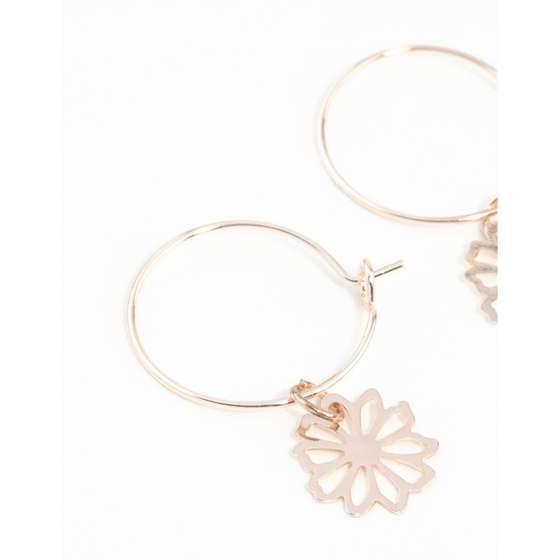 Rose Gold Dainty Petal Hoop Earrings