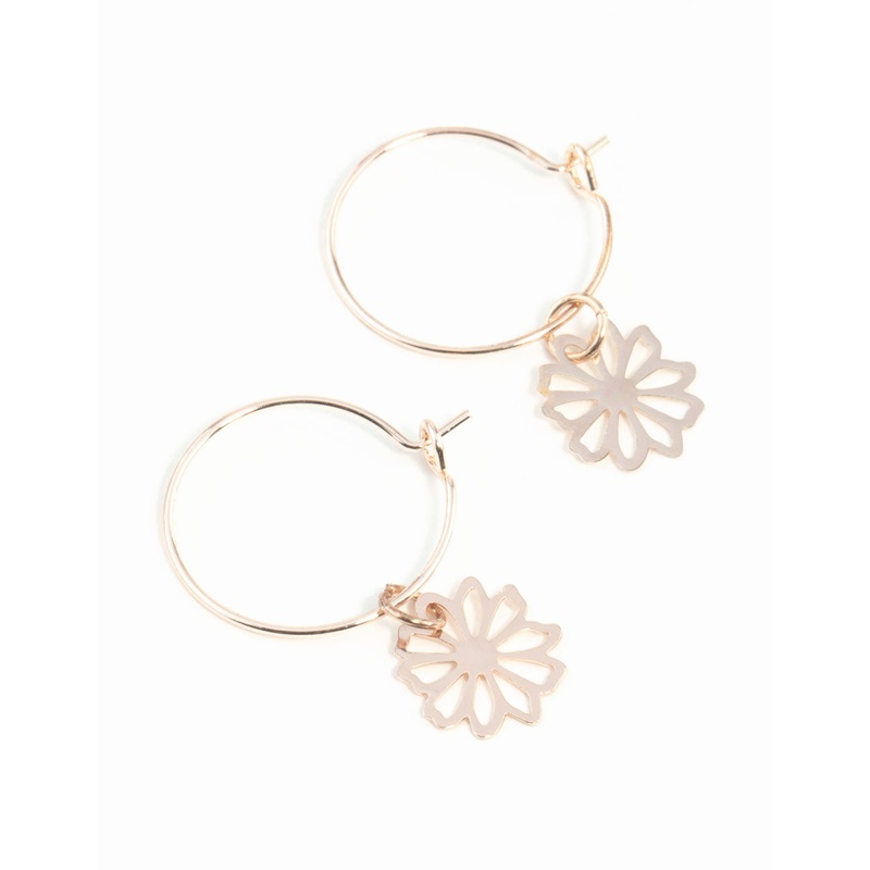 Rose Gold Dainty Petal Hoop Earrings