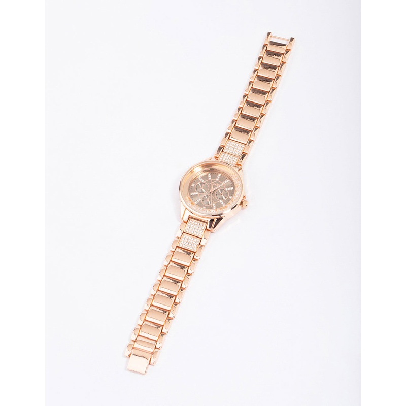 Rose Gold Shaker Diamante Detailed Watch