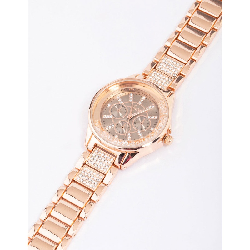 Rose Gold Shaker Diamante Detailed Watch