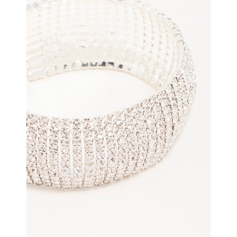 Silver Diamante Thick Cupchain Bracelet
