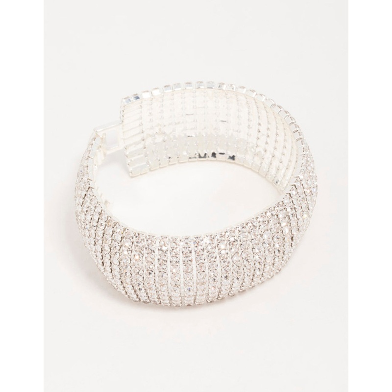 Silver Diamante Thick Cupchain Bracelet