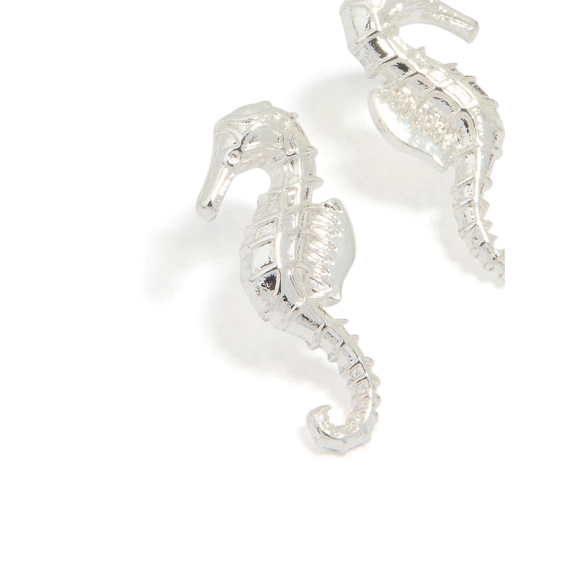 Silver Seahorse Stud Earrings