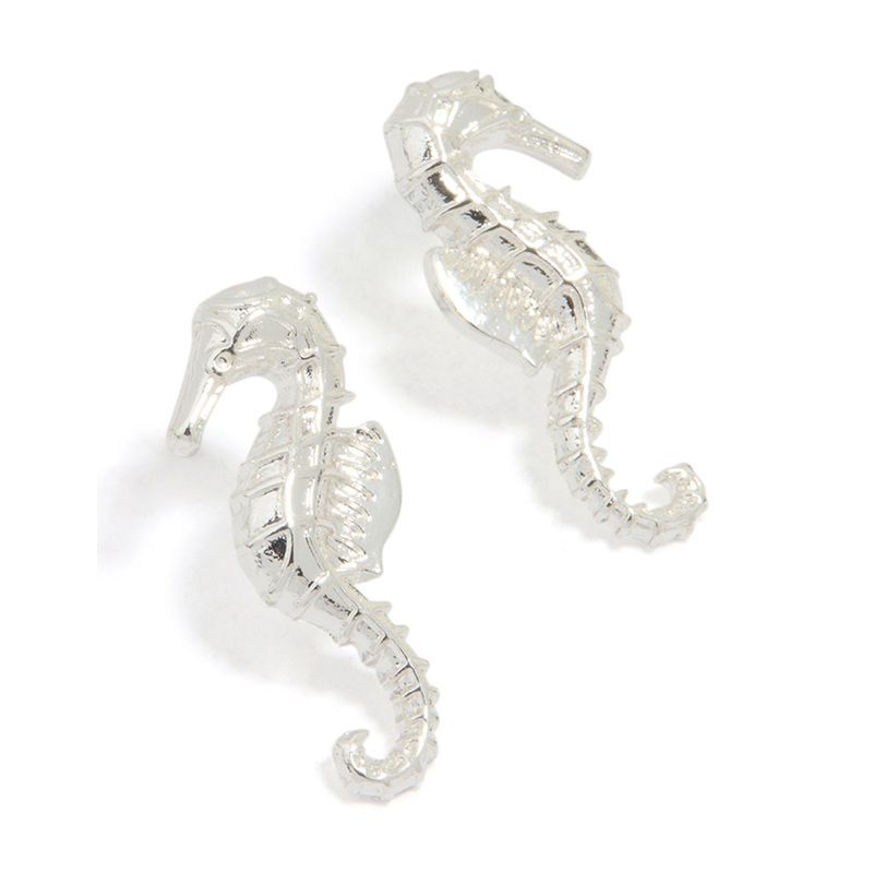Silver Seahorse Stud Earrings