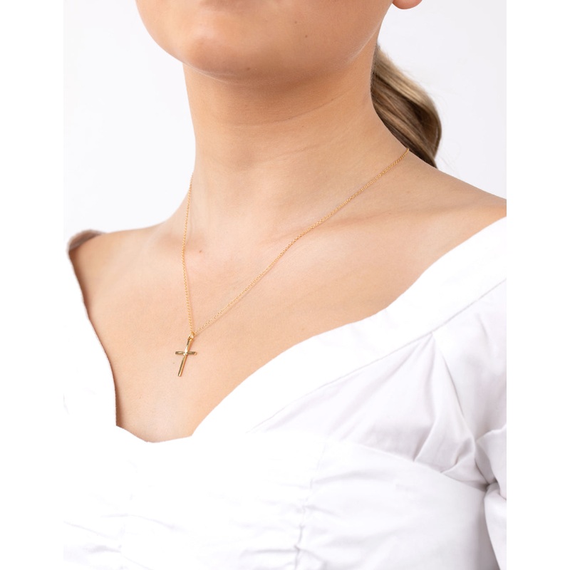 Sterling Silver Gold Cross Necklace