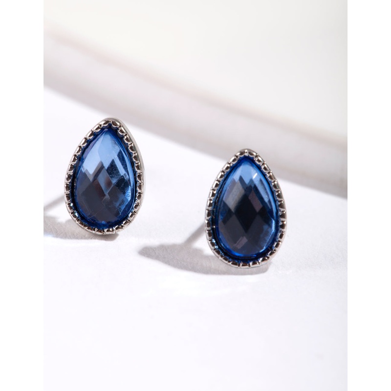 Blue Teardrop Stud Earrings|Onesize