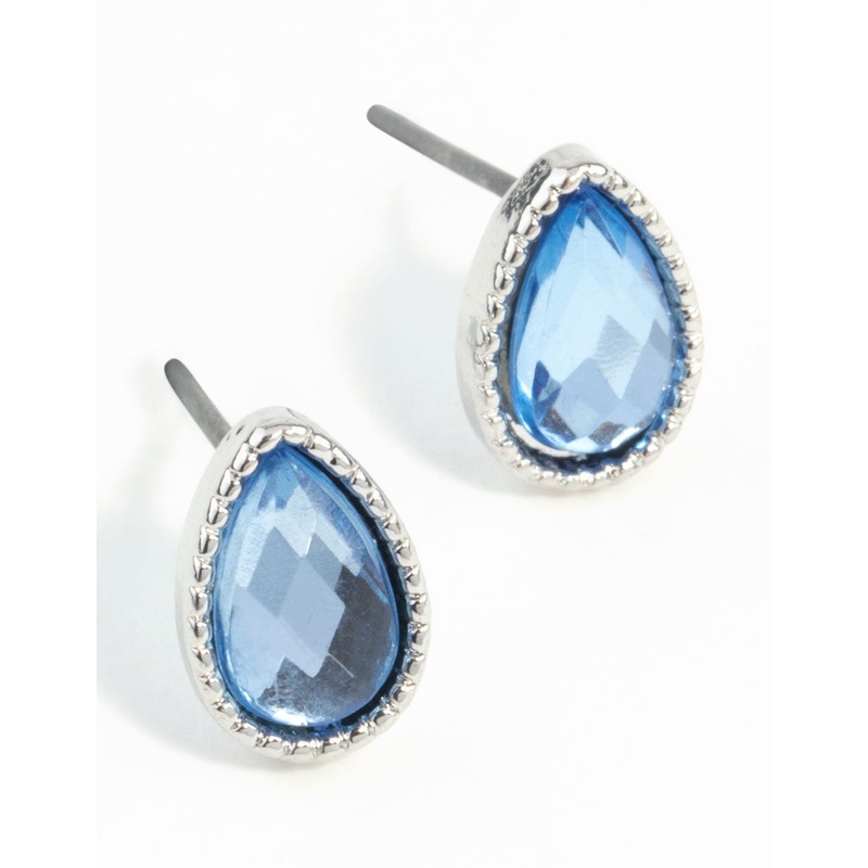 Blue Teardrop Stud Earrings|Onesize