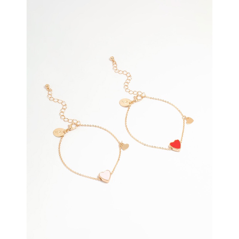 Gold Heart Charm Bracelets 2-Pack
