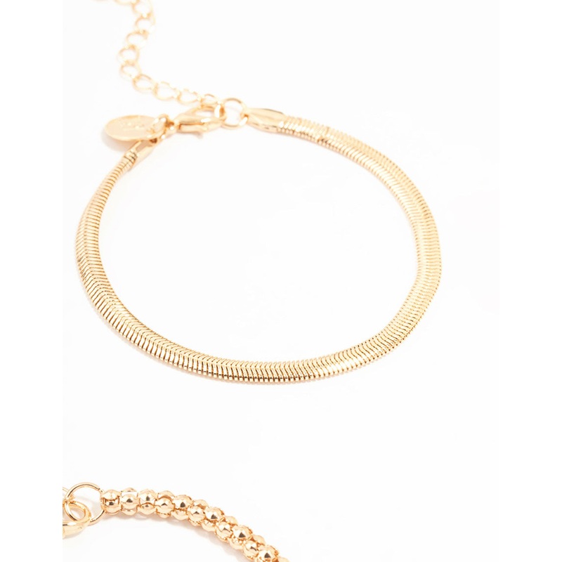 Gold Mixed Chain Bracelets 3-Pack