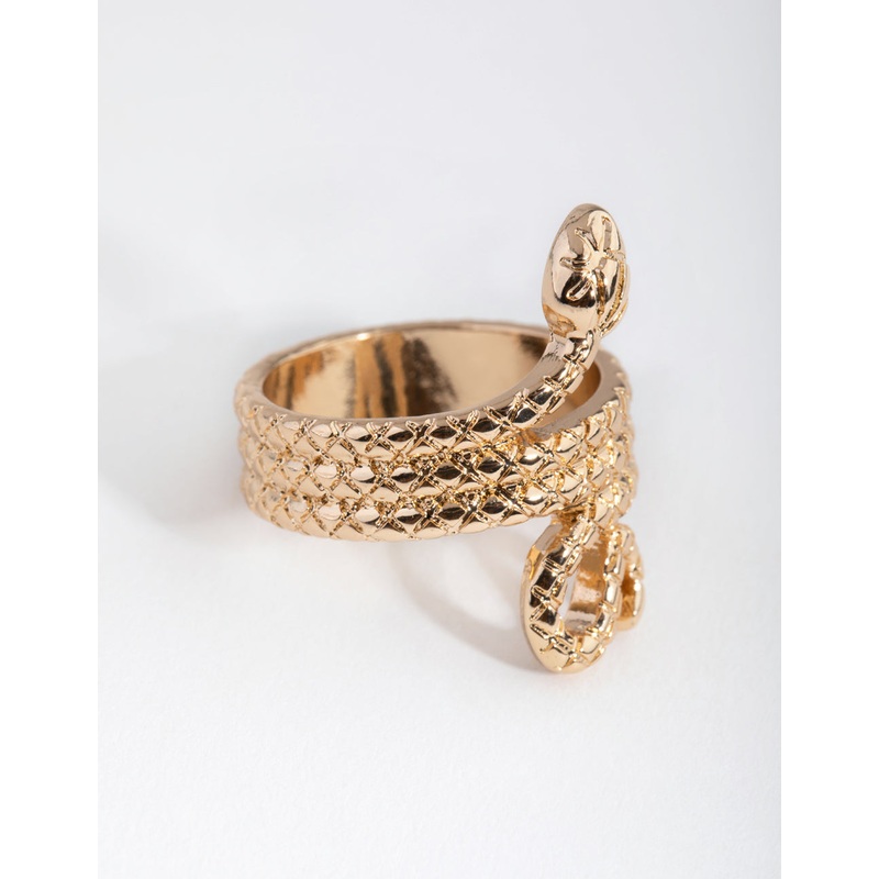 Gold Three Wrap Snake Ring|SM|ML