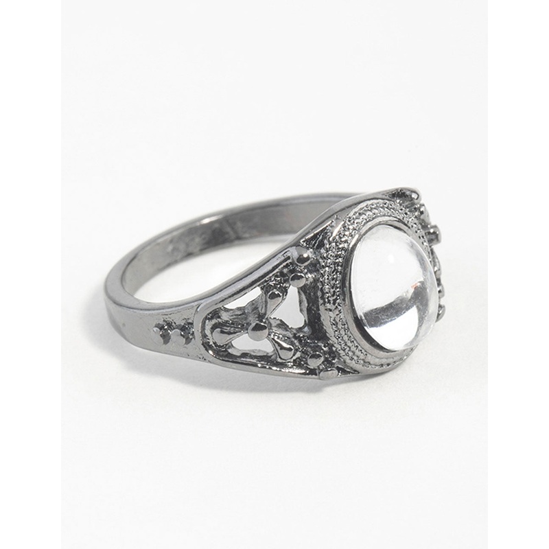 Gunmetal Vintage Stone Ring|SM|ML