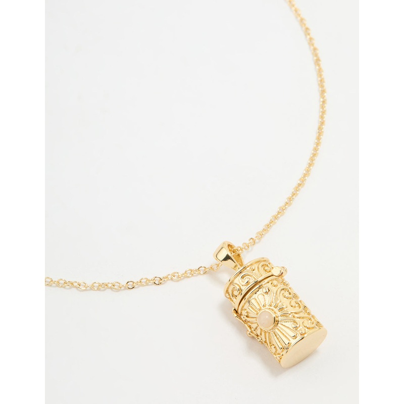 Gold Plated Barrel Pendant Necklace