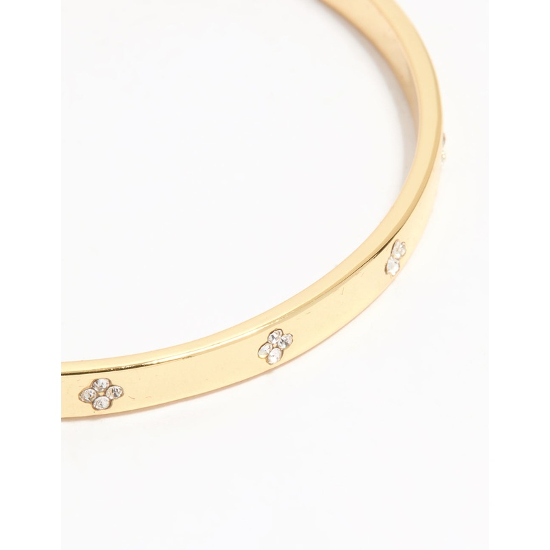 Gold Plated Cubic Zirconia Flower Bangle
