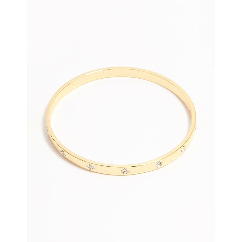 Gold Plated Cubic Zirconia Flower Bangle