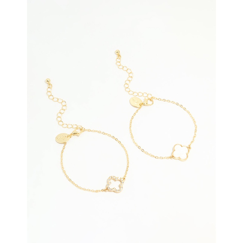 Gold Plated Flower Bracelets 2-Pack