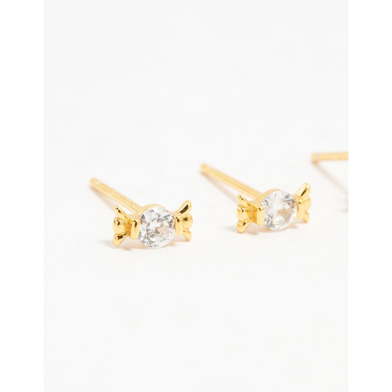 Gold Plated Sterling Silver Xmas Stud Earrings 2-Pack