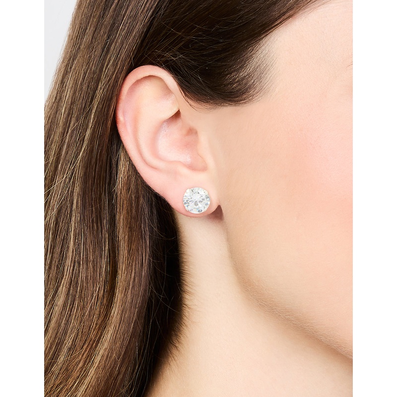 Sterling Silver Double Cubic Zirconia Stud Earrings