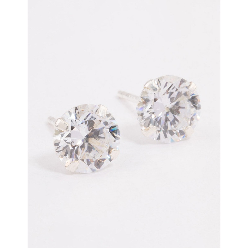 Sterling Silver Double Cubic Zirconia Stud Earrings