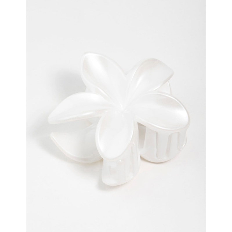 White Frangipani Flower Claw Clip