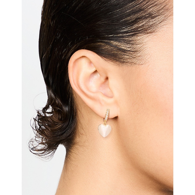 Gold Plated Diamante Heart Hoop Earrings