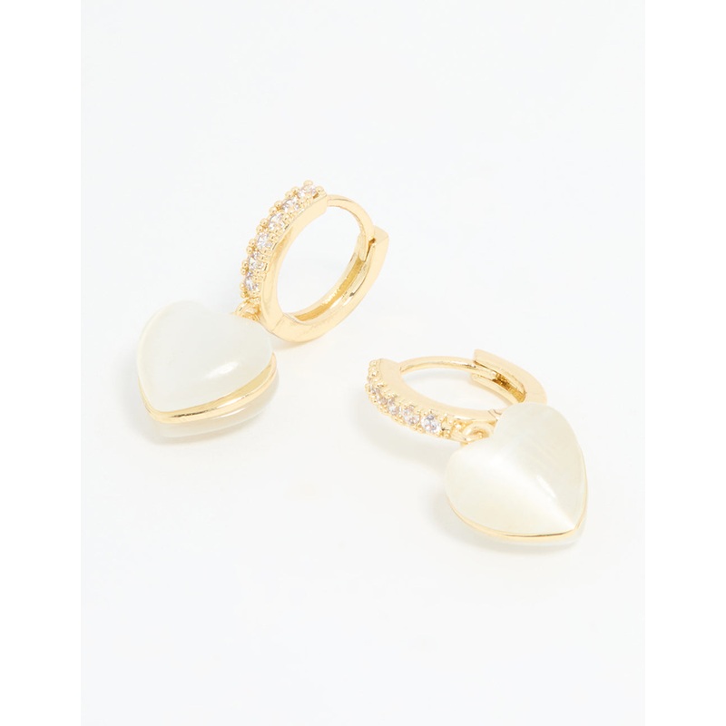 Gold Plated Diamante Heart Hoop Earrings