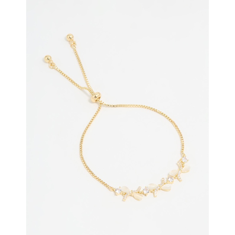 Gold Plated Single Triangle Bow Weave Toggle Bracelet