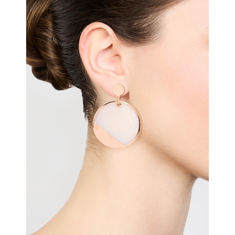 Gold & White Genuine Shell Effect Drop Earrings