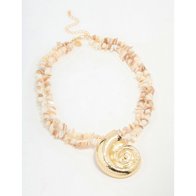 Gold Genuine Shell Pendant Necklace