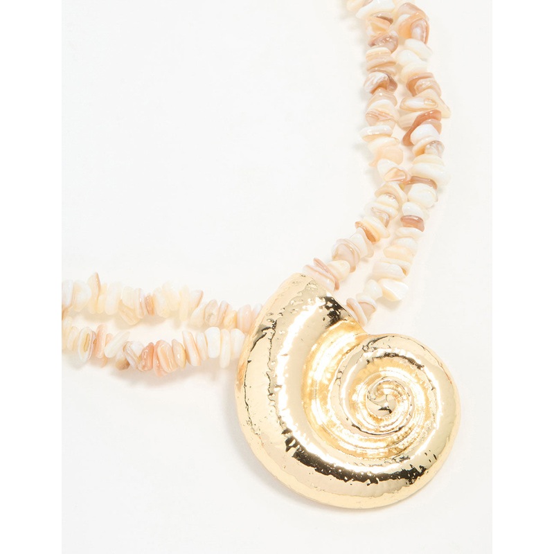 Gold Genuine Shell Pendant Necklace