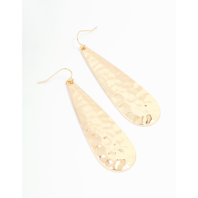 Gold Molten Teardrop Earrings
