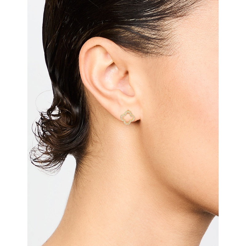 Gold Plated Cubic Zirconia Flower Outline Stud Earrings