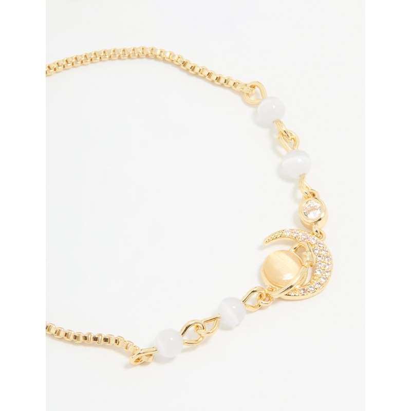 Gold Plated Cubic Zirconia Quartz Celestial Toggle Bracelet