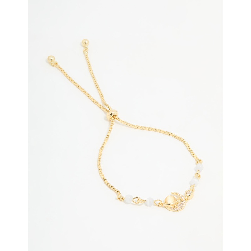 Gold Plated Cubic Zirconia Quartz Celestial Toggle Bracelet