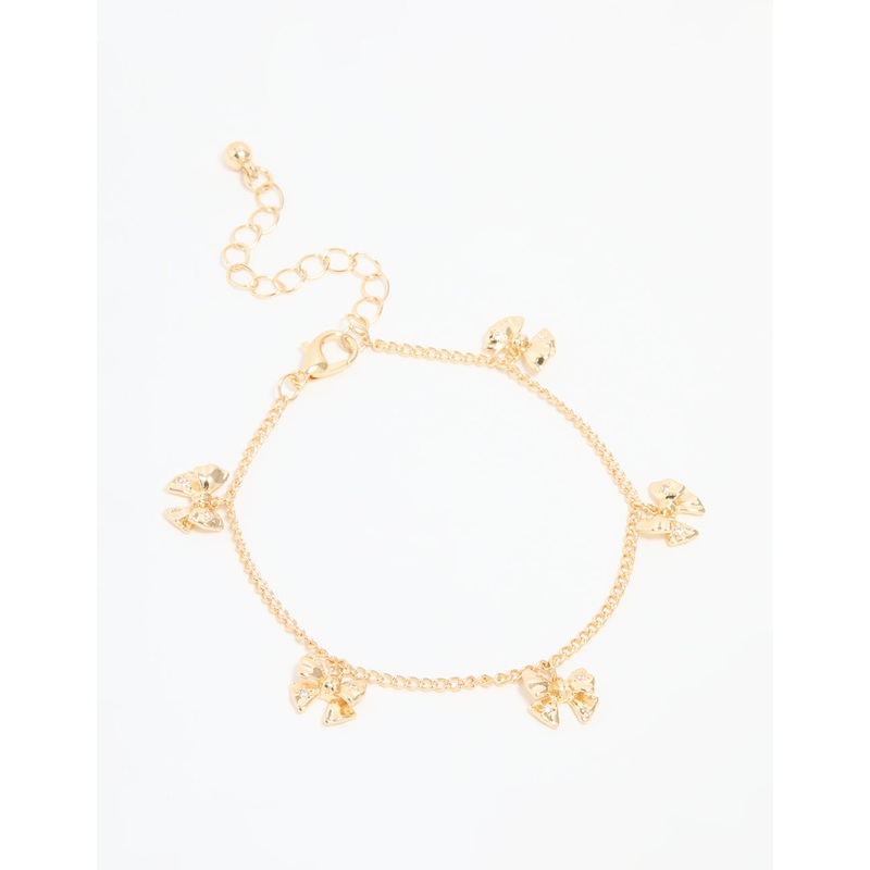Gold Plated Diamante Mini Bow Charm Bracelet