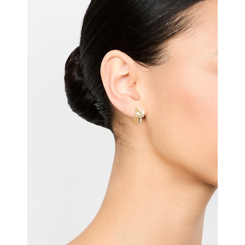 Gold Plated Pave Crystal Butterfly Jacket Earrings