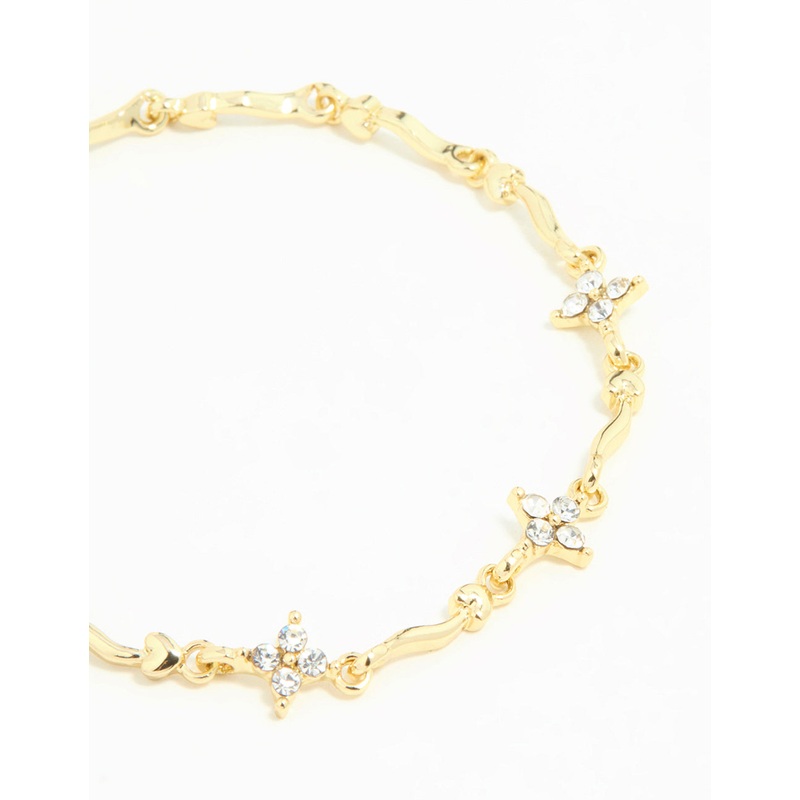 Gold Plated Winding Mini Flower Bracelet