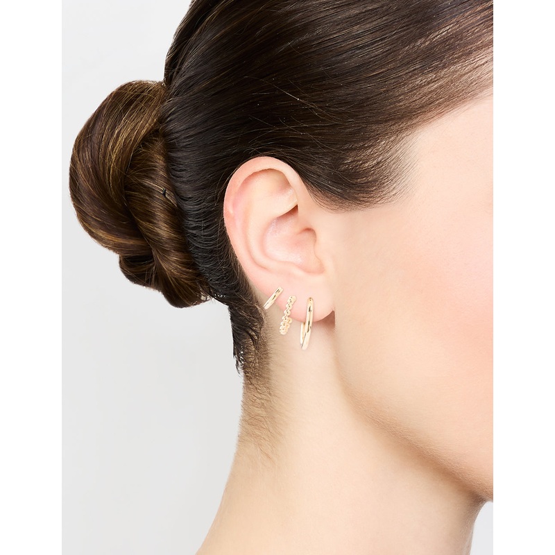 Gold Sleek & Bubble Hoop Earrings 3-Pack