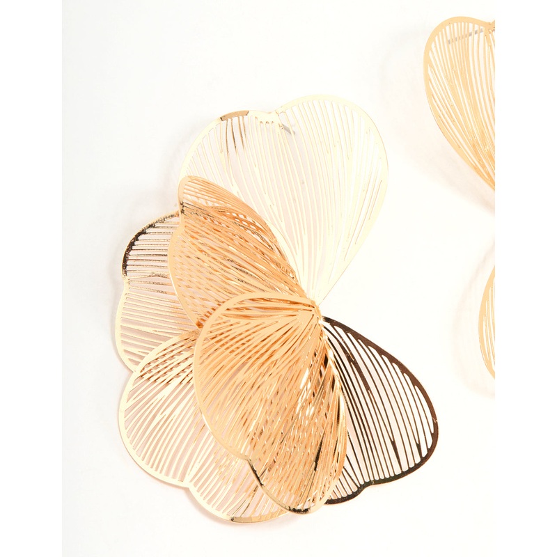 Gold Wire Petal Stud Earrings