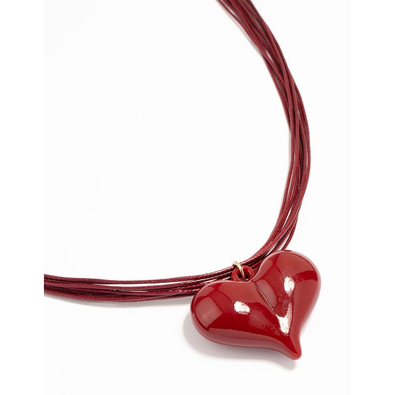 Pink Cluster Flower Heart Bead Necklace