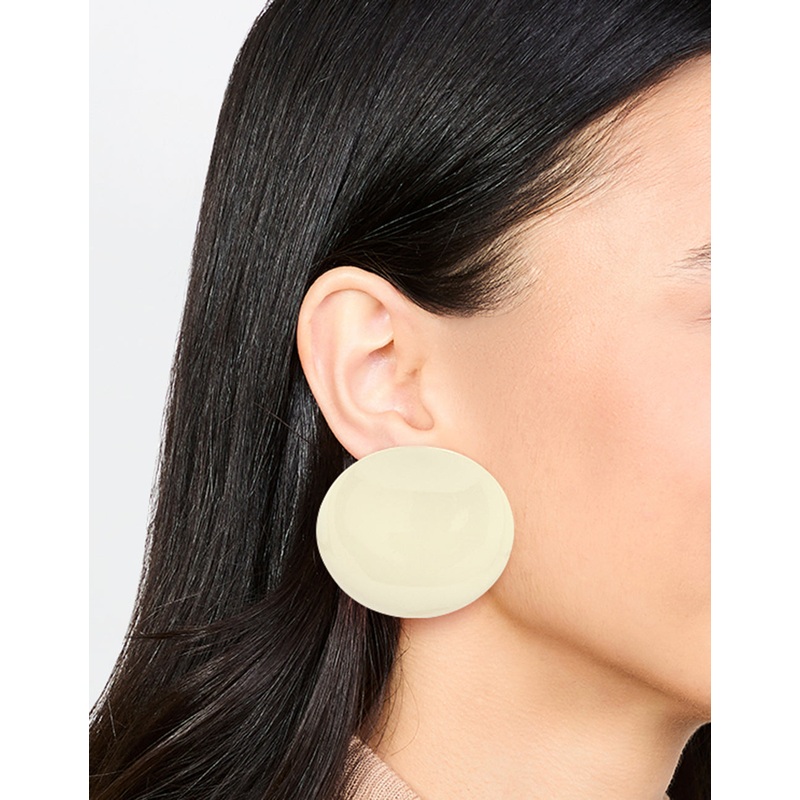 Beige Acrylic Stone Disc  Stud Earrings