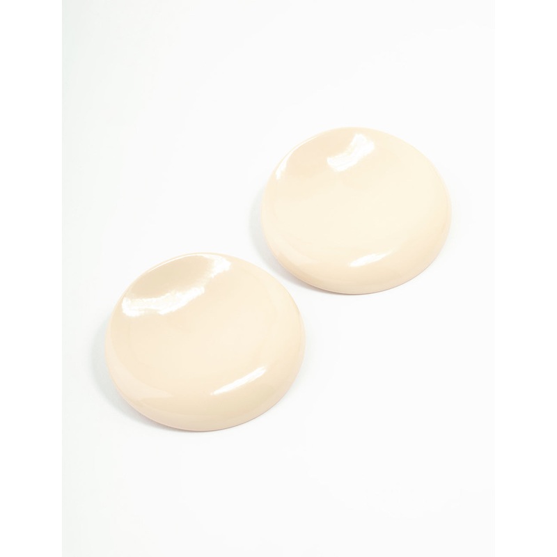 Beige Acrylic Stone Disc  Stud Earrings