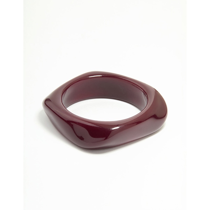 Dark Red Acrylic Square & Oval Bangle