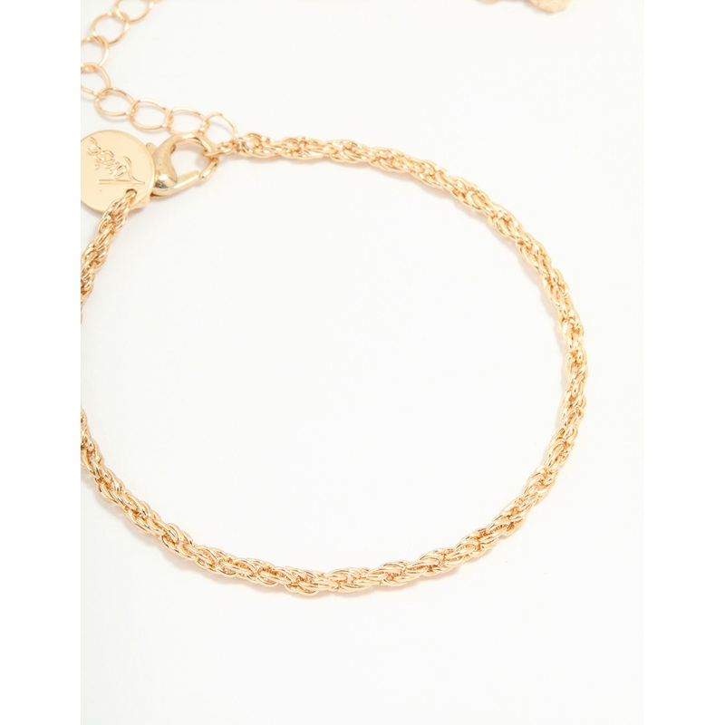 Gold Chain & Red Flower Bracelets 3-Pack