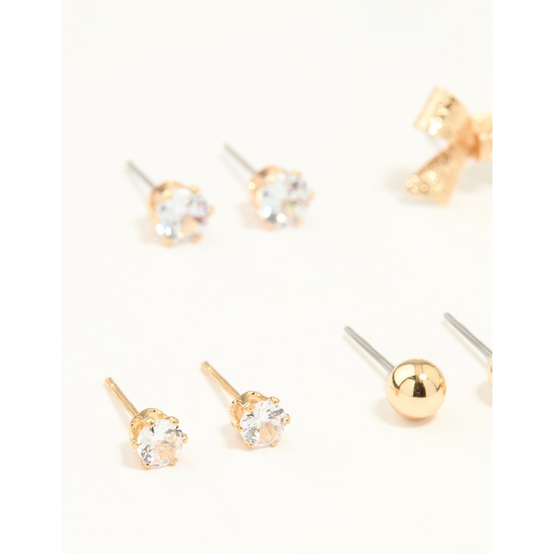 Gold Diamante & Pearl Earrings Stack 7-Pack