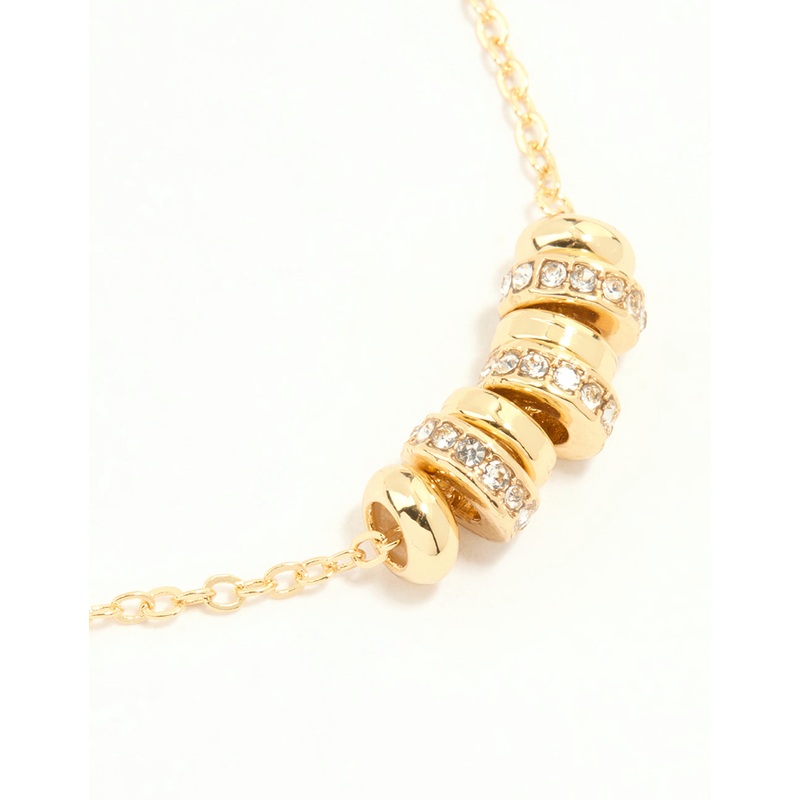 Gold Plated Cubic Zirconia Rondell Toggle Bracelet