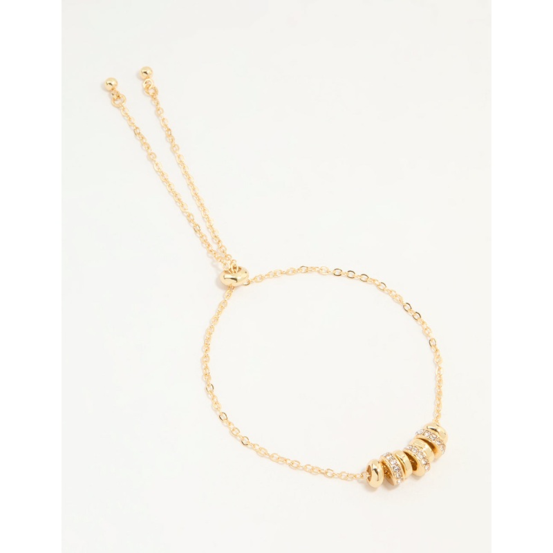 Gold Plated Cubic Zirconia Rondell Toggle Bracelet