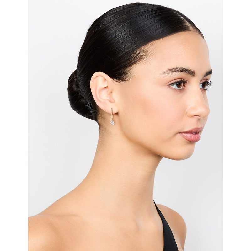 Gold Plated Diamante Pav Hook Earrings