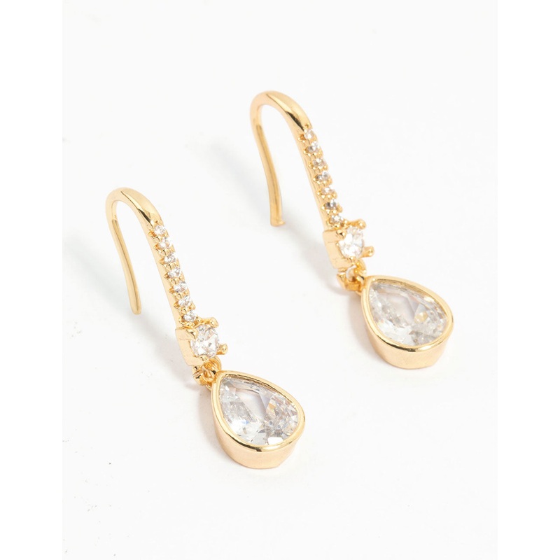 Gold Plated Diamante Pav Hook Earrings